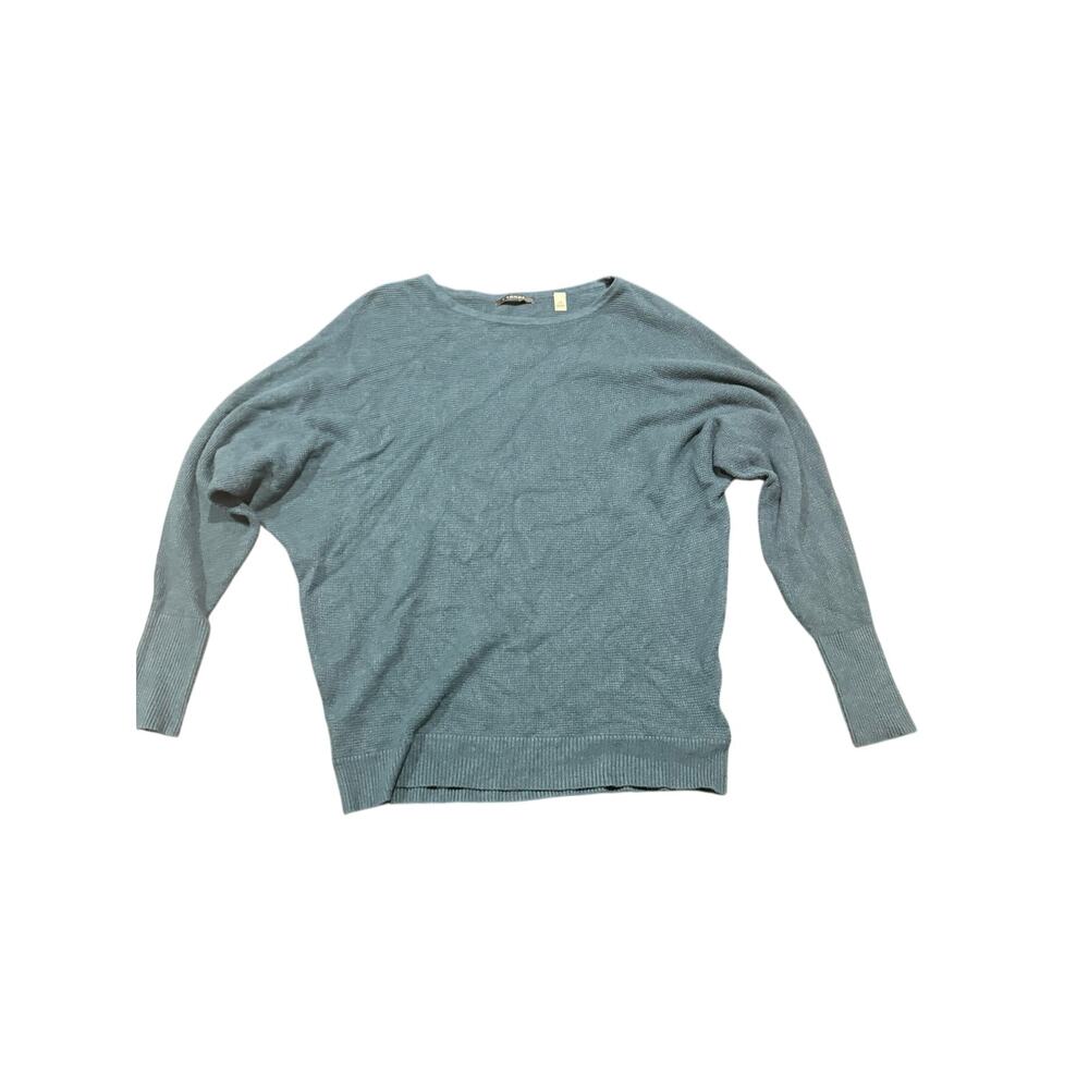 T Tahari Women's Teal Blue Knit Boatneck Batwing Sleeve Sweater Size Large